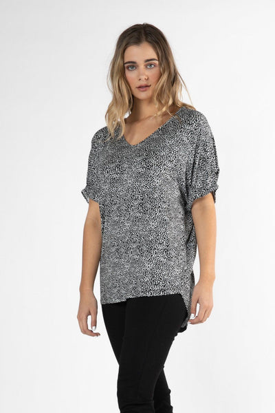 Betty Basics Granada Oversized Tee in Black / White Terrain - Hey Sara