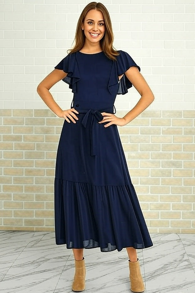 Fate + Becker Got a Feeling Midi Dress in Marine