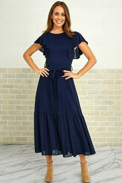 Fate + Becker Got a Feeling Midi Dress in Marine