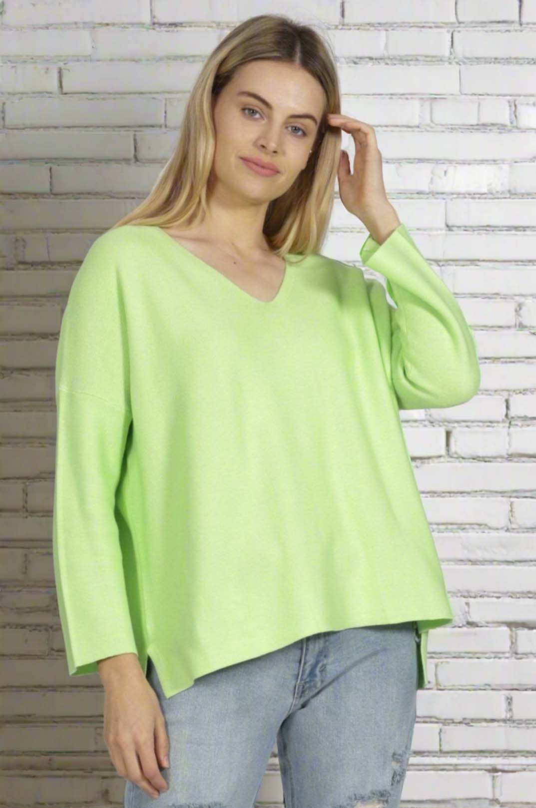 Sass Imdie Knit Top in Neon Apple