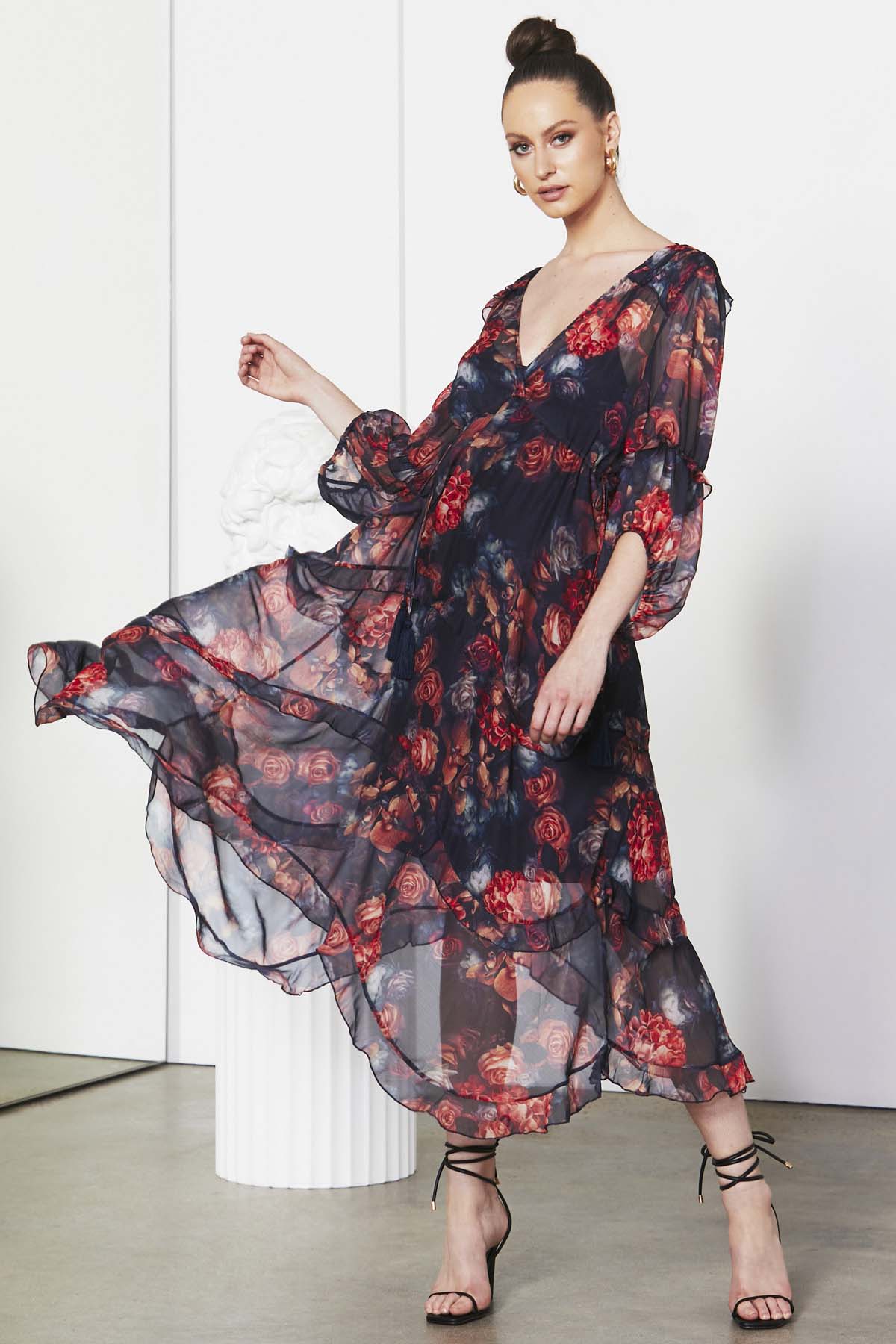 Fate + Becker No Love Today Midi Dress in Moody Floral - Hey Sara